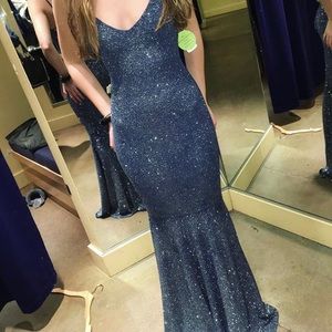 Navy Blue Sparkle Prom Dress
